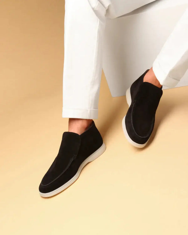 MONACO - ZWART HIGH SUÈDE LOAFERS
